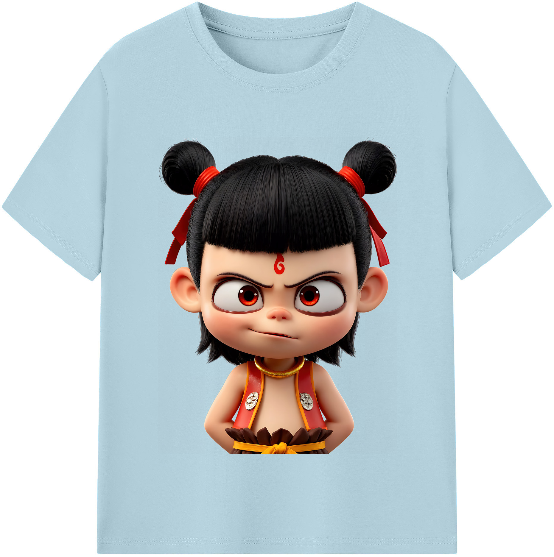 （画像用） Ne Zha 2 ナタ 魔童の大暴れ 綿100％半袖Tシャツ（フロントプリント）